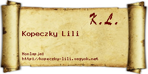 Kopeczky Lili névjegykártya